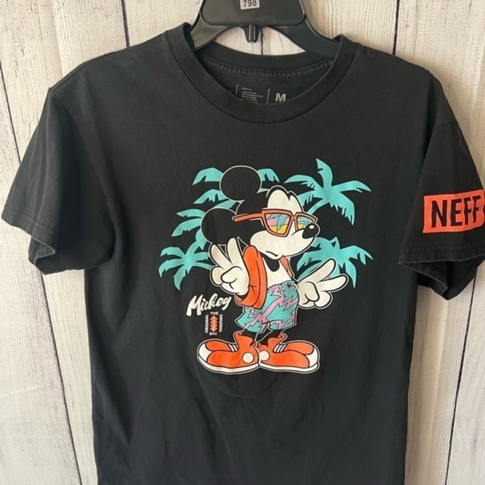 Neff x Disney- Mickey‎ Peace Palm, Black T Shirt - Size M